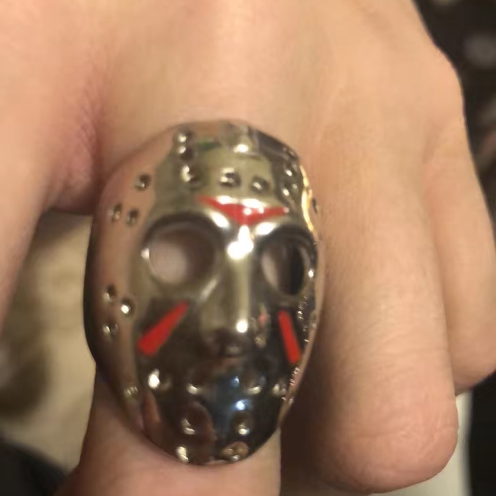 🔖 CLEARANCE 🔖 NWT👺 STAINLESS STEEL FRIDAY THE 13TH JASON HOCKEY MASK RING Mens 9 - Picture 3 of 9